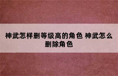 神武怎样删等级高的角色 神武怎么删除角色